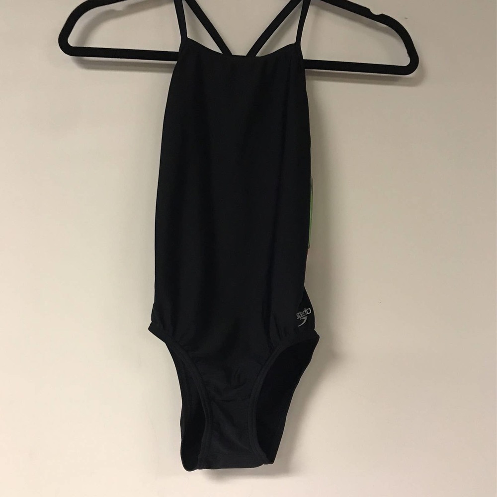 Speedo Women's Size 26 Solid Flyer One Piece Swimsuit, Black - Picture 3 of 6